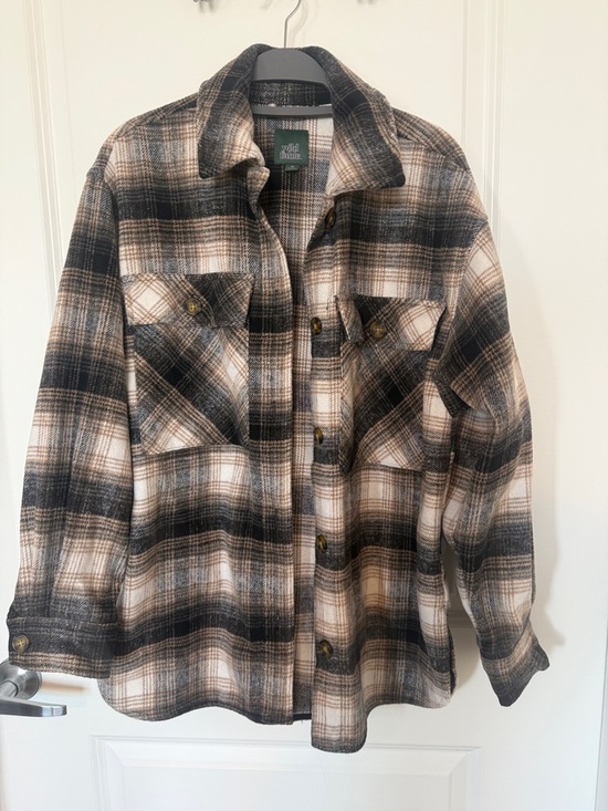 wild fable Tops - Black, Cream & Brown Plaid Shacket